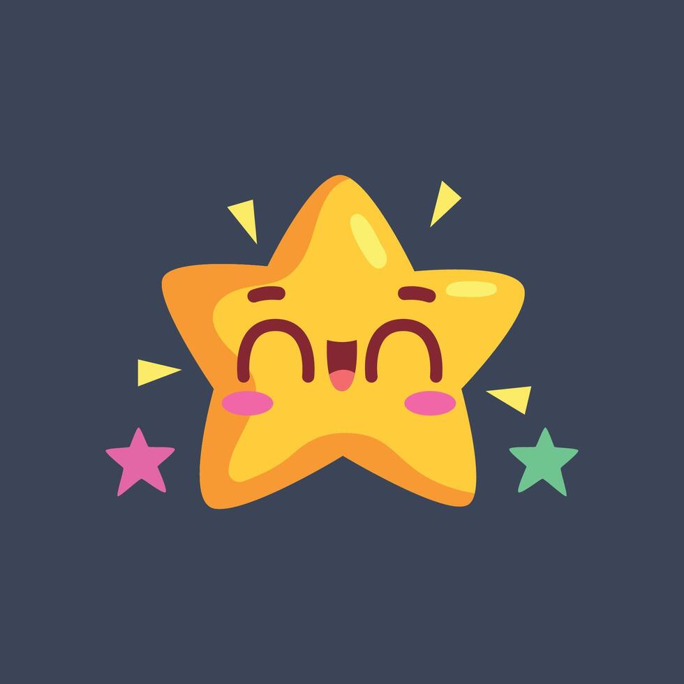 cute smile star character in flat design. vector