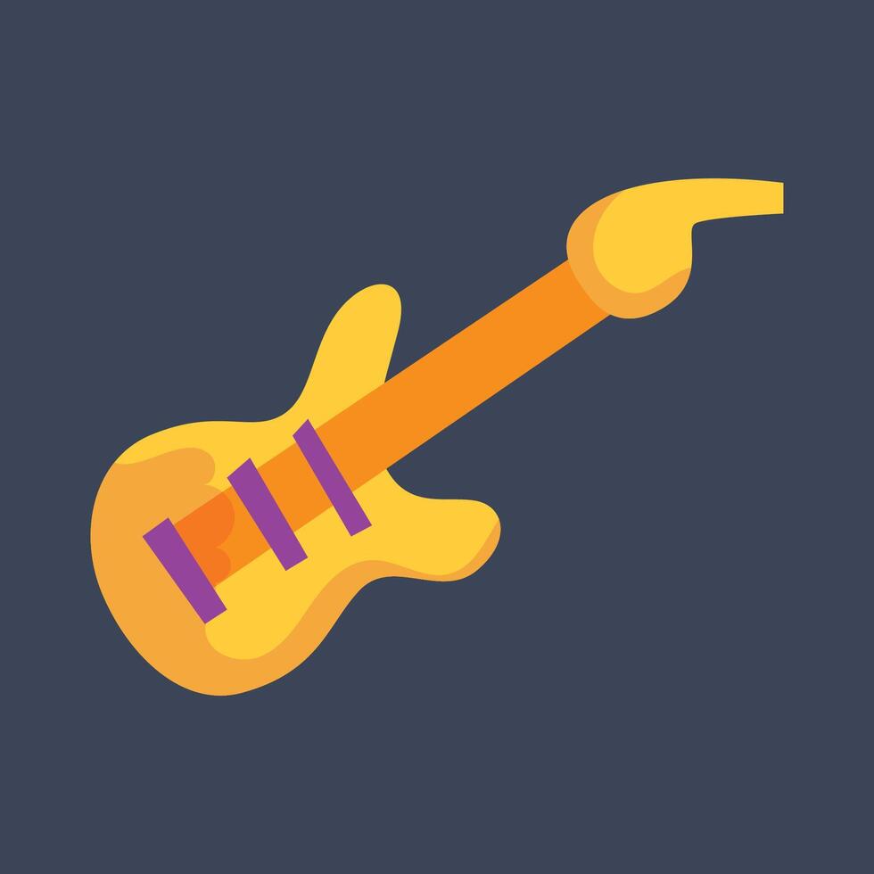 yellow guitar in flat design. vector