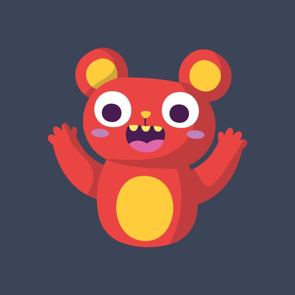 red bear character in flat design. vector