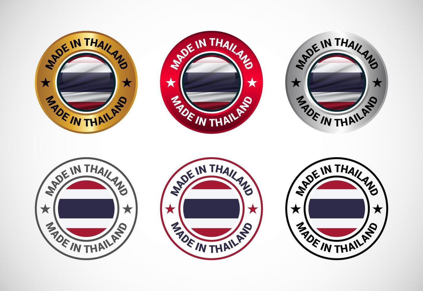 Made in Thailand label icon with flag. Icon set for business, badge, seal, sticker, logo, and symbol vector