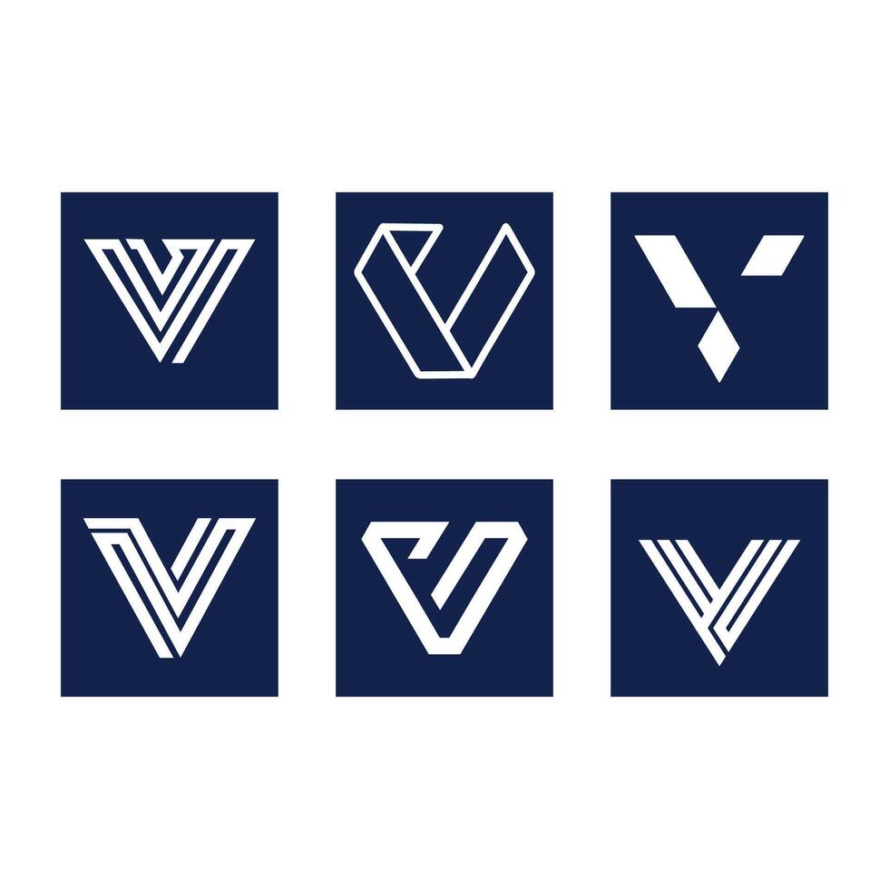 Set Collection of Initial Geometric Line Letter V Monogram Icon Symbol Logo Design vector