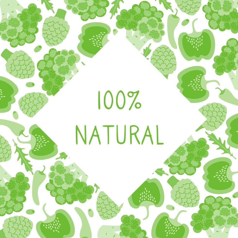 Landing page design template for healthy food, natural products, organic food. Illustration of fresh green vegetables. Concept of healthy lifestyle and proper nutrition. vector