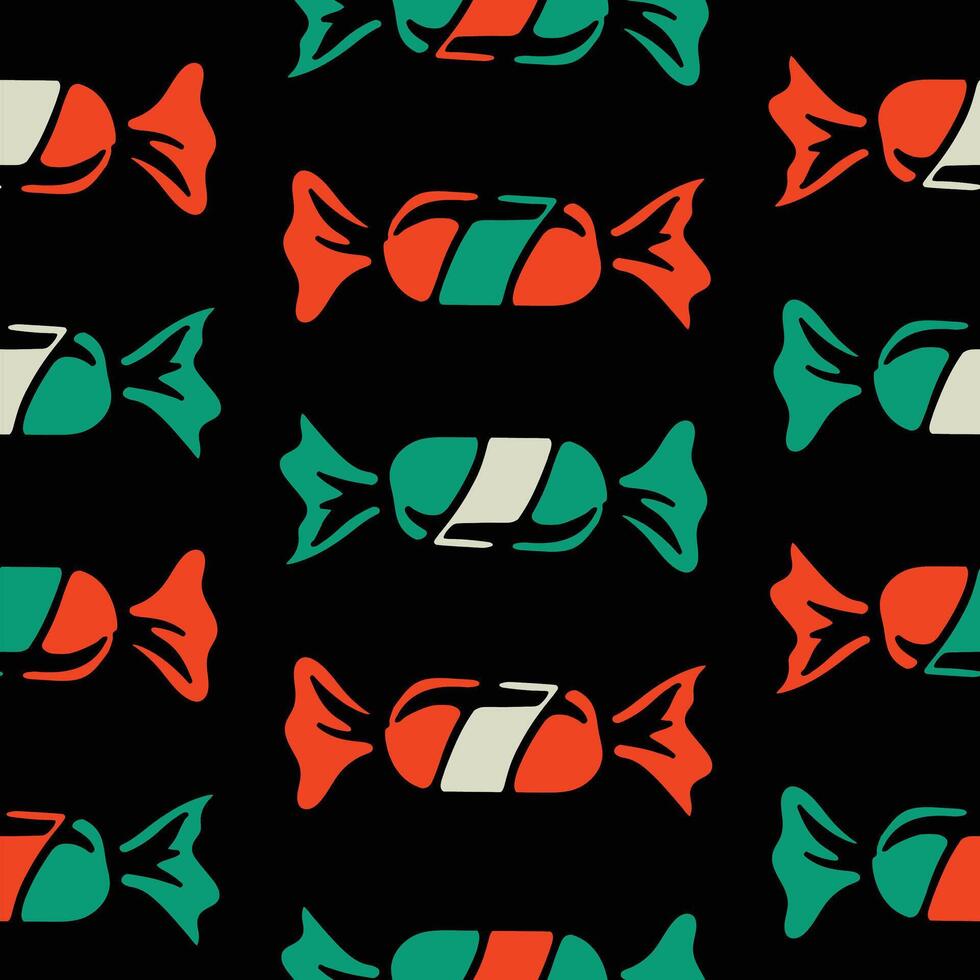 A pattern with candy on black background vector