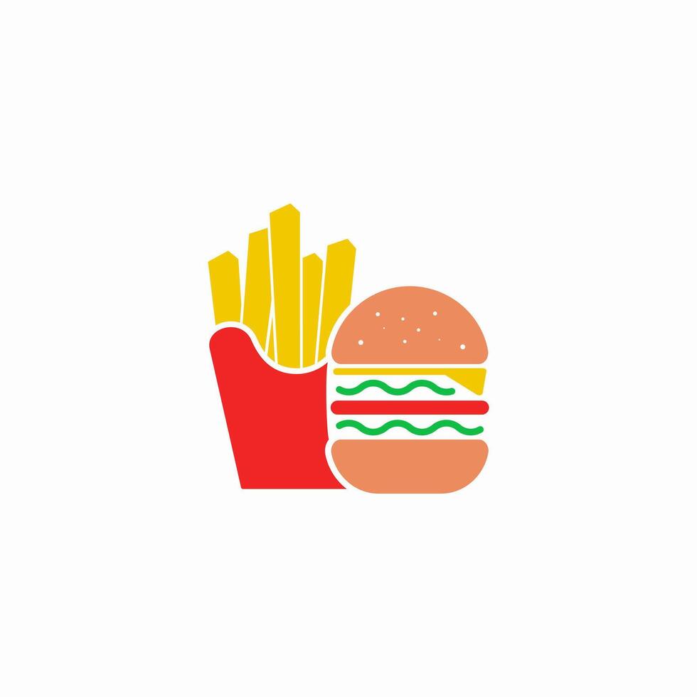 abstract minimalist burger and french fries logo vector