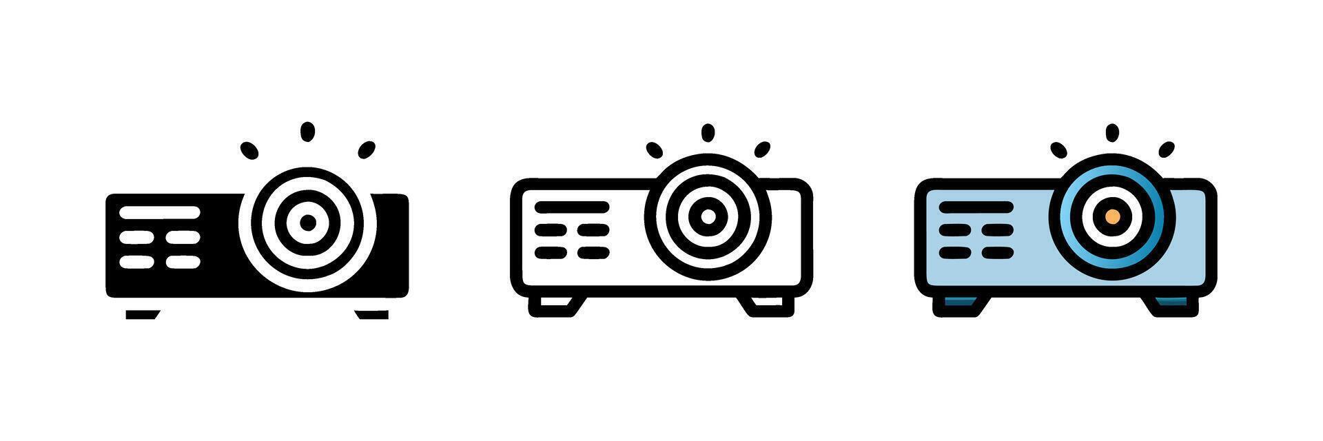 Presentation, movie, film, media projector icon with simple modern line design. Perfect for illustrating media, entertainment, and business projects. Clean, minimalistic pictogram style. vector