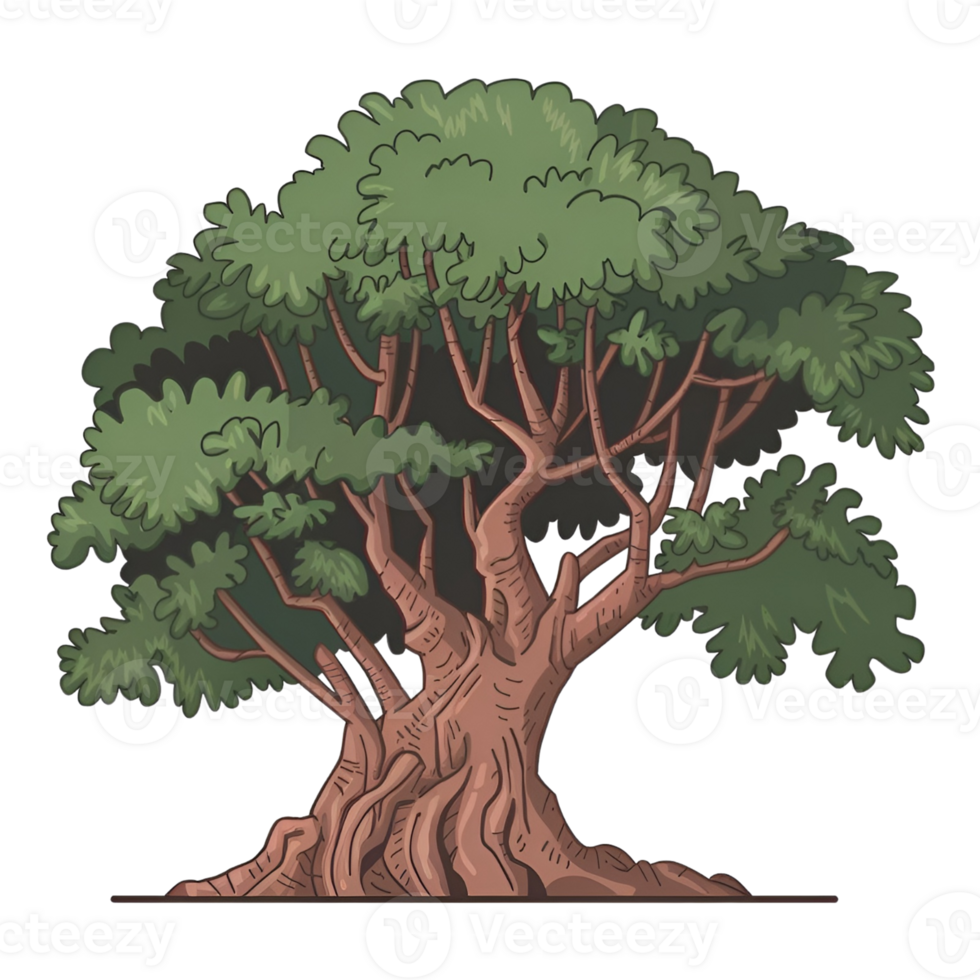 The tree is drawing with simple lines and has a few leaves png