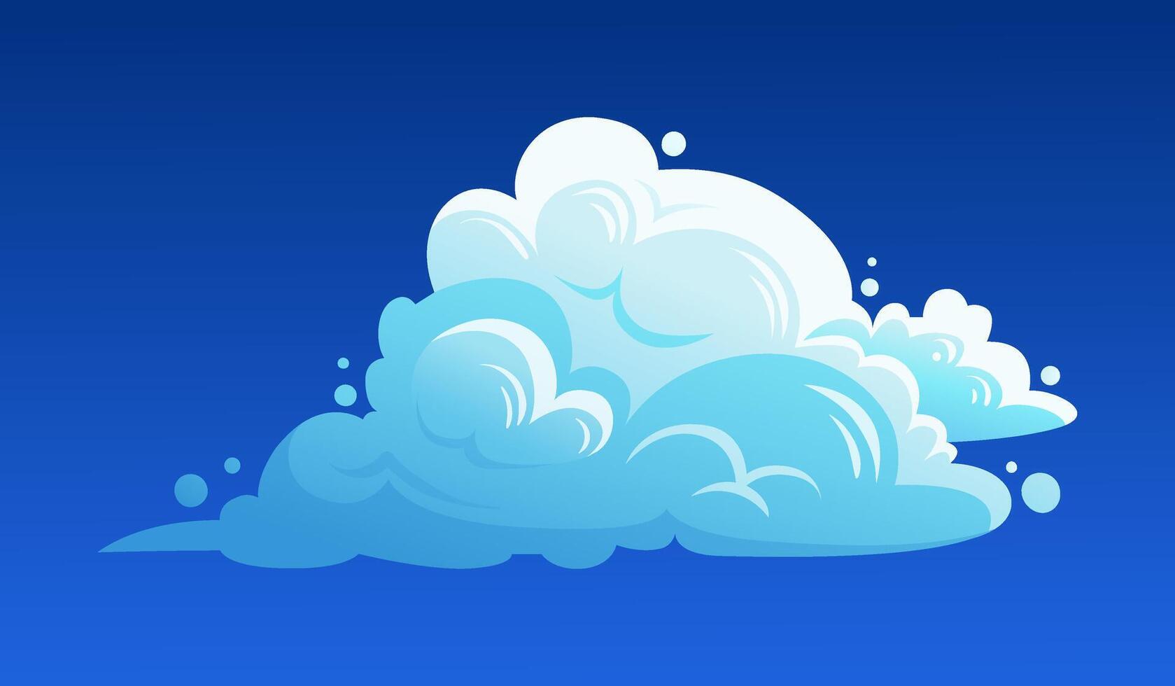 Fluffy soft cloud. Cumulus cloud illustration Isolated on blue sky background for banner design, flyer, cover, card, and website. vector