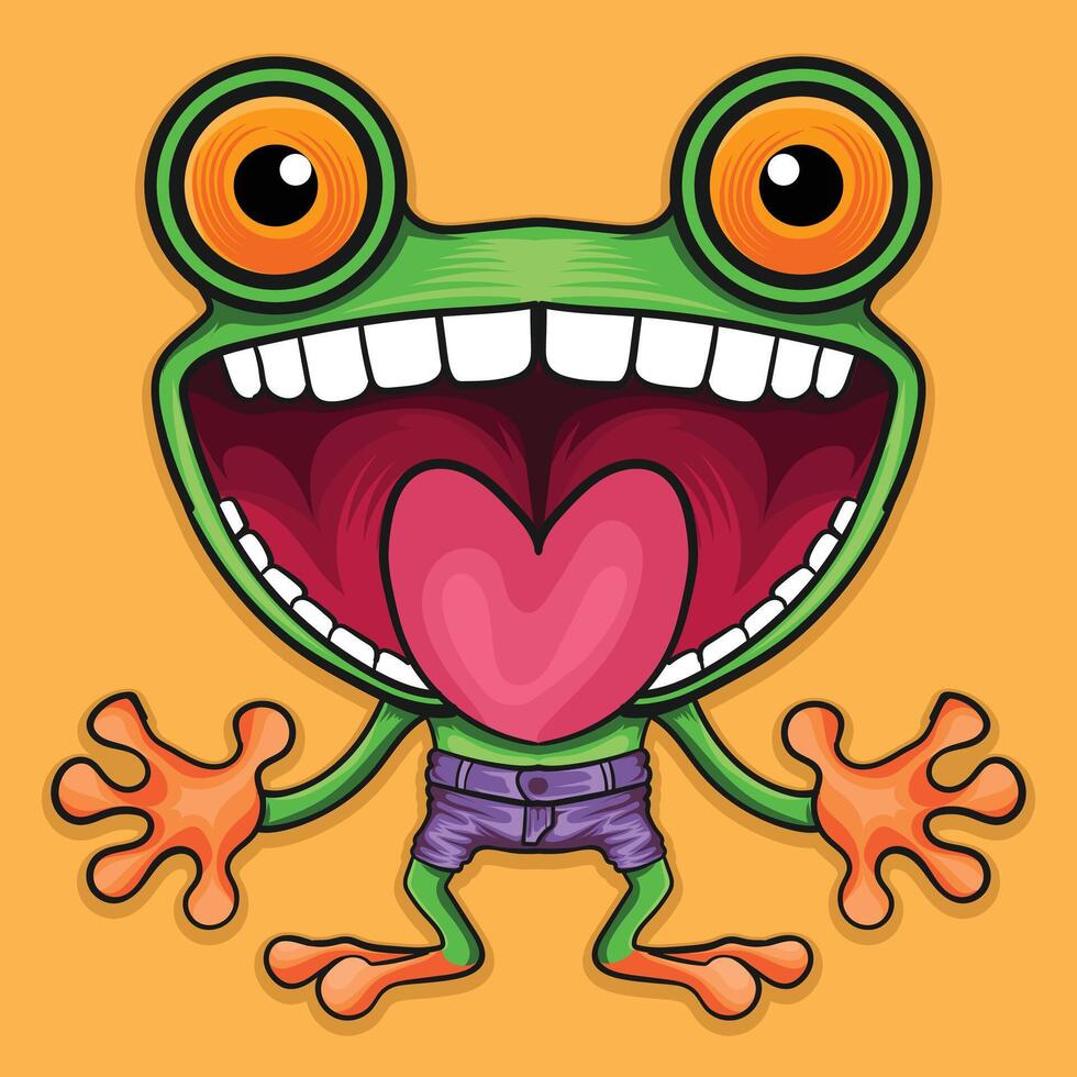 Funny kids frog Character illustration design vector