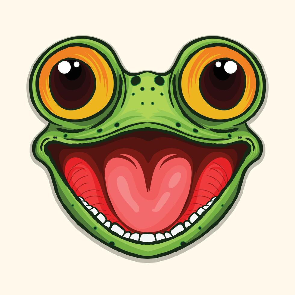 Funny frog head big eyes Character illustration for kids vector