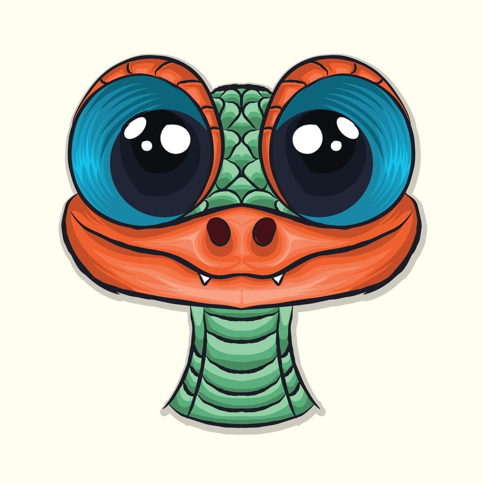 Big eyes kids funny snake illustration design vector