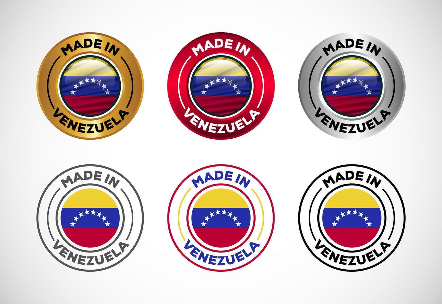 Made in Venezuela label icon with flag. Icon set for business, badge, seal, sticker, logo, and symbol vector