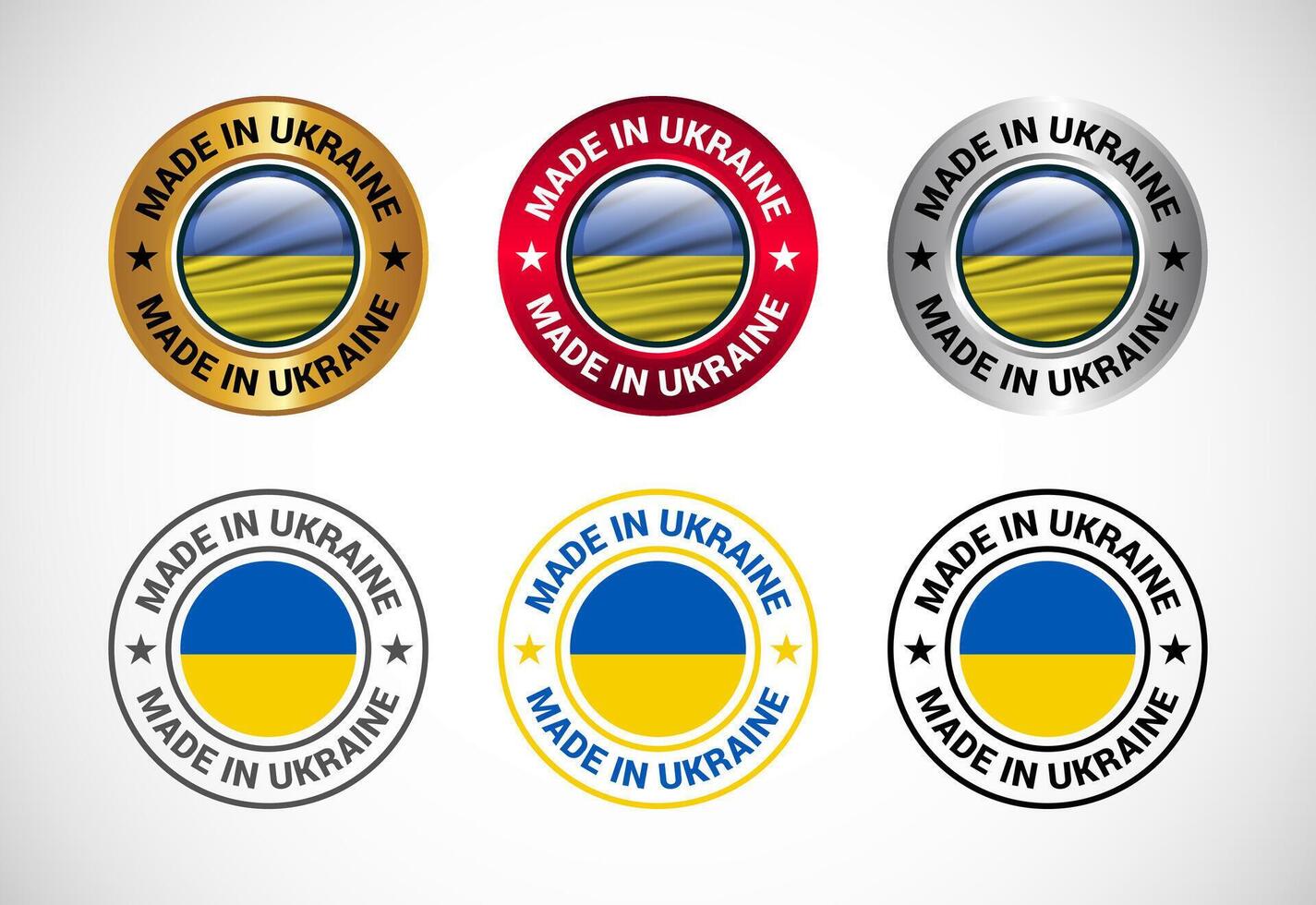 Made in Ukraine label icon with flag. Icon set for business, badge, seal, sticker, logo, and symbol vector