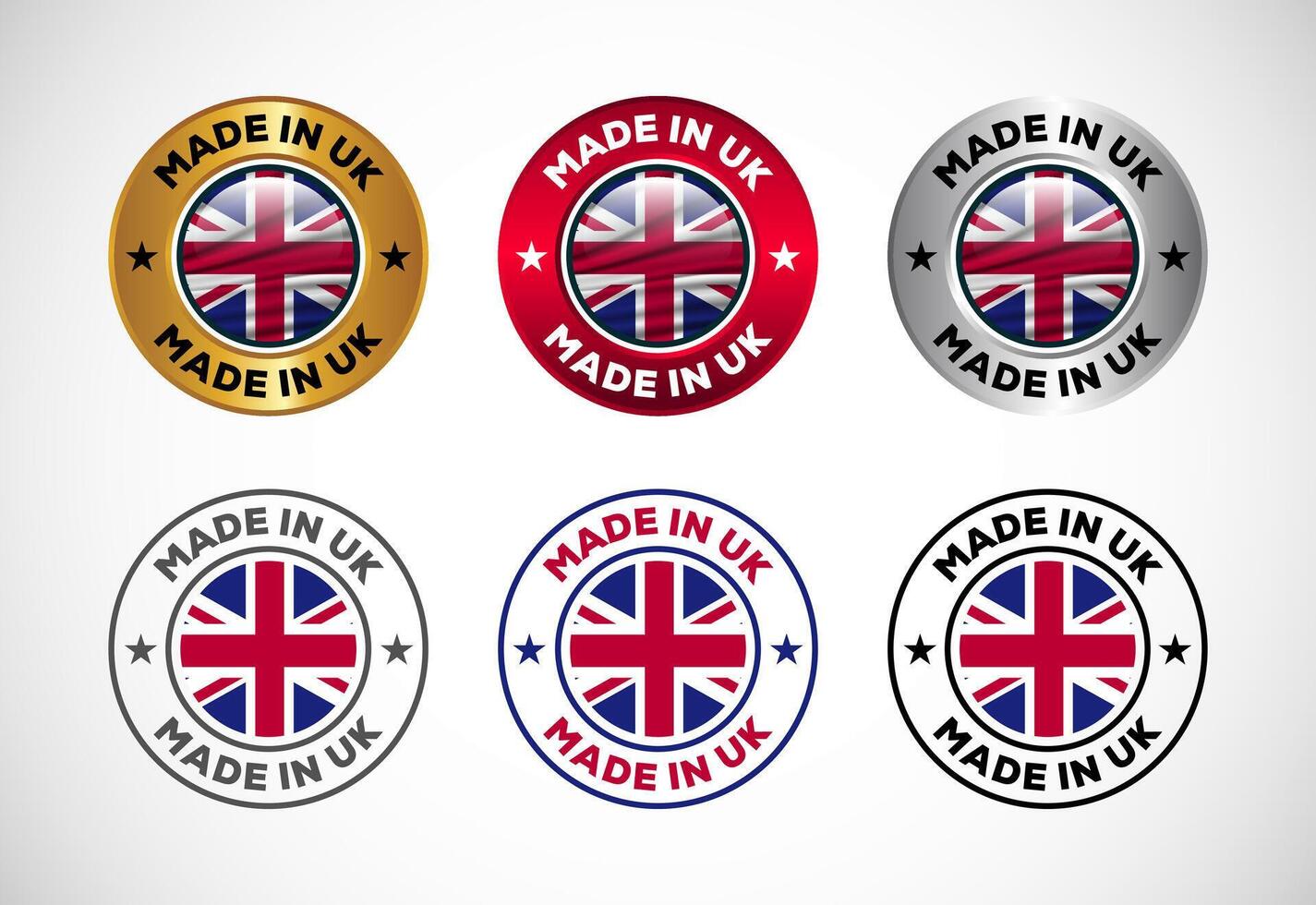 Made in United Kingdom label icon with flag. Icon set for business, badge, seal, sticker, logo, and symbol vector