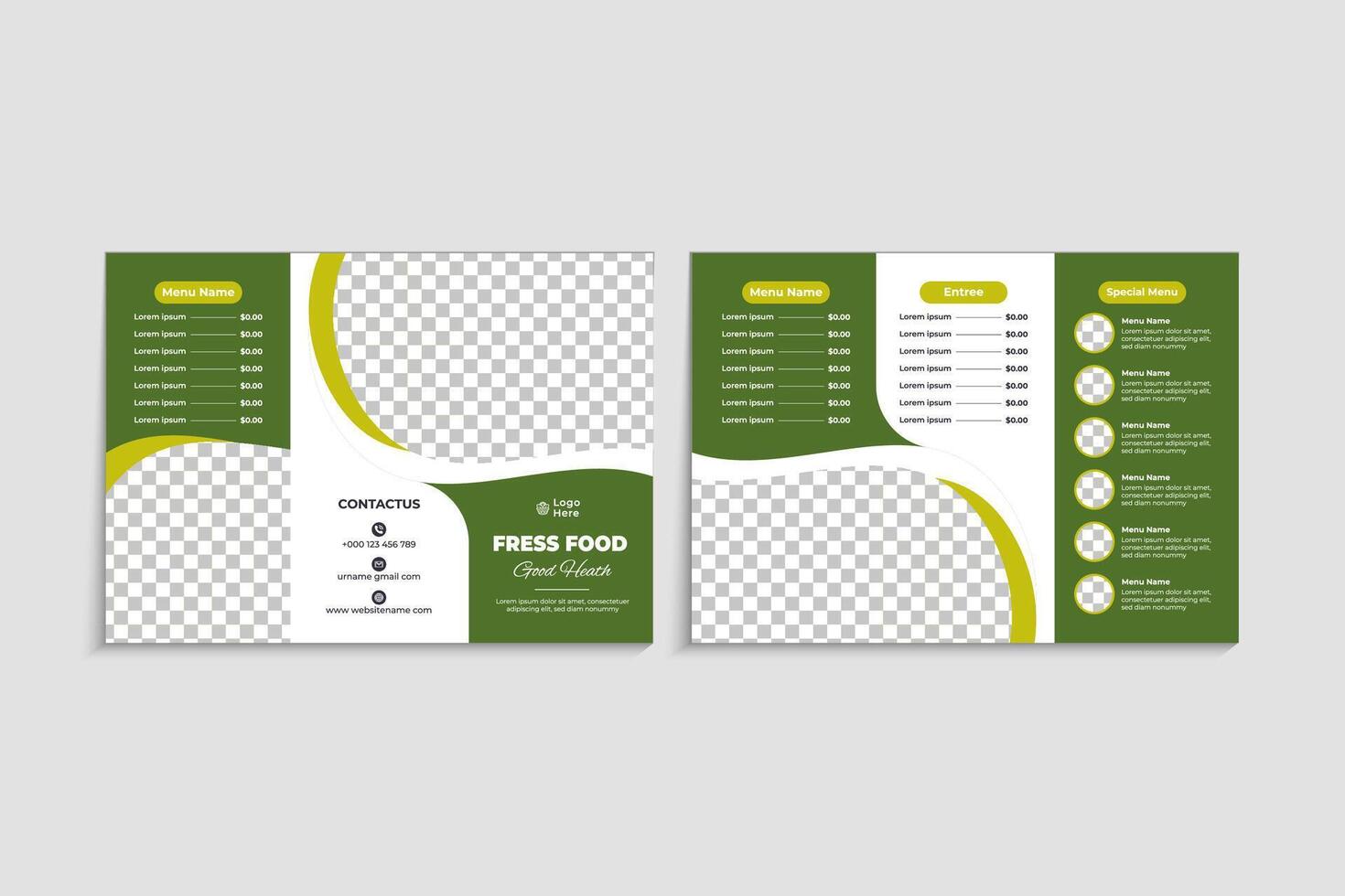 A4 trifold brochure new year food menu template with modern restaurant design vector