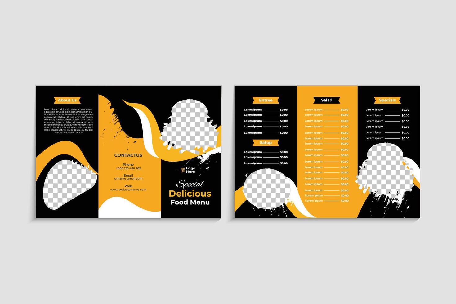 Creative Restaurant Food Service Trifold Menu Brochure Design Template vector