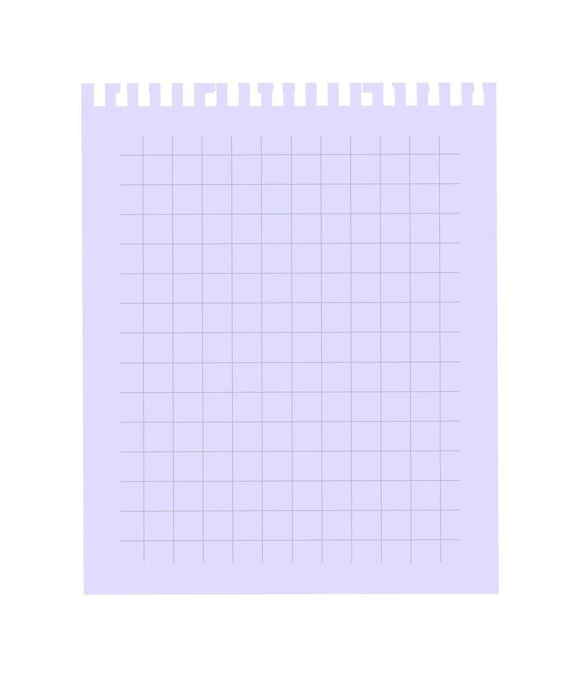Torn notebook paper sheet with grid illustration. Checkered ripped page leaf. Template design for poster, card, social media. Collage element. vector