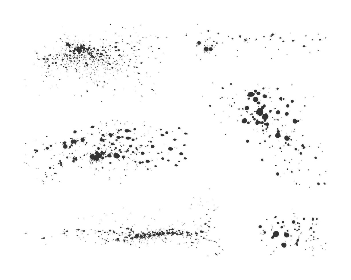 A set of ink splatters, drops, stains and splashes isolated on a white background. illustration of various shapes and sizes of paint spots for textures, backgrounds, artistic projects, designs vector
