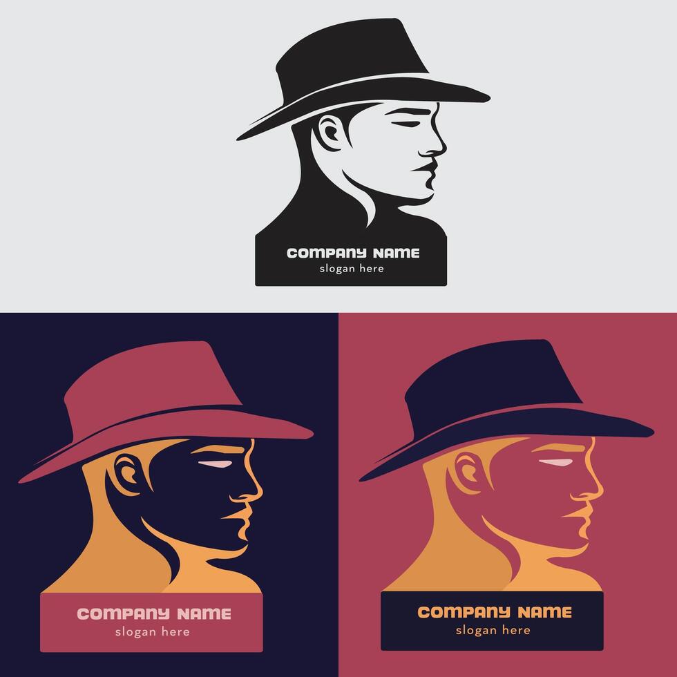 Minimalist Man with Hat Logo Design vector