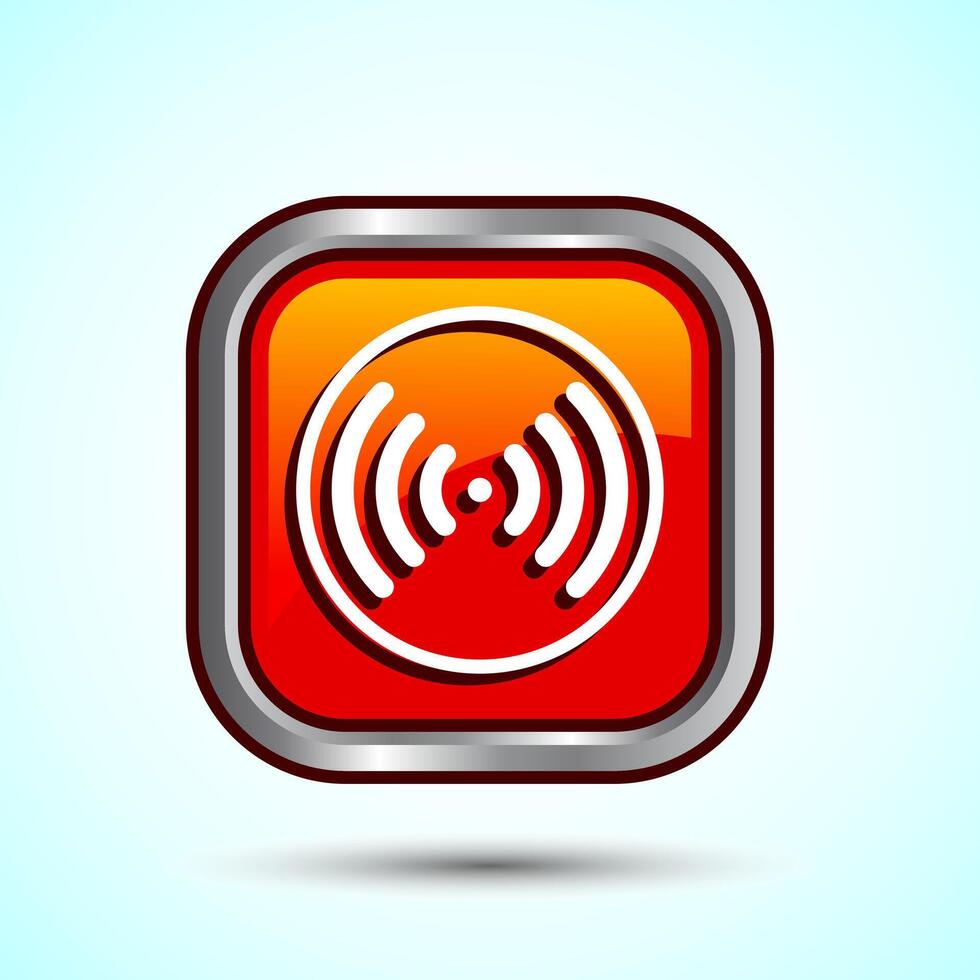 WIFI Icon Design Illustration, Internet Connection Symbol, Wireless and WIFI Sign, Orange Color Square Button Design vector