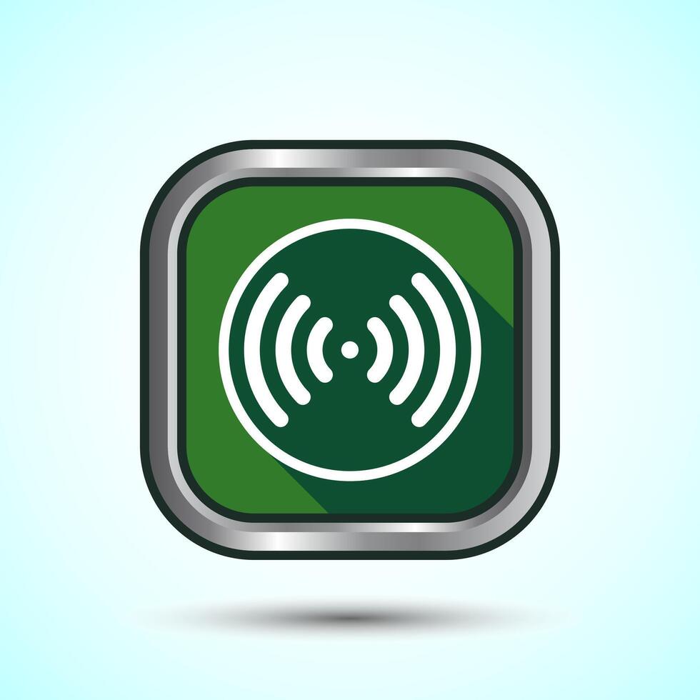 WIFI Icon Design Illustration, Internet Connection Symbol, Wireless and WIFI Sign, Green Shadow Button Design vector