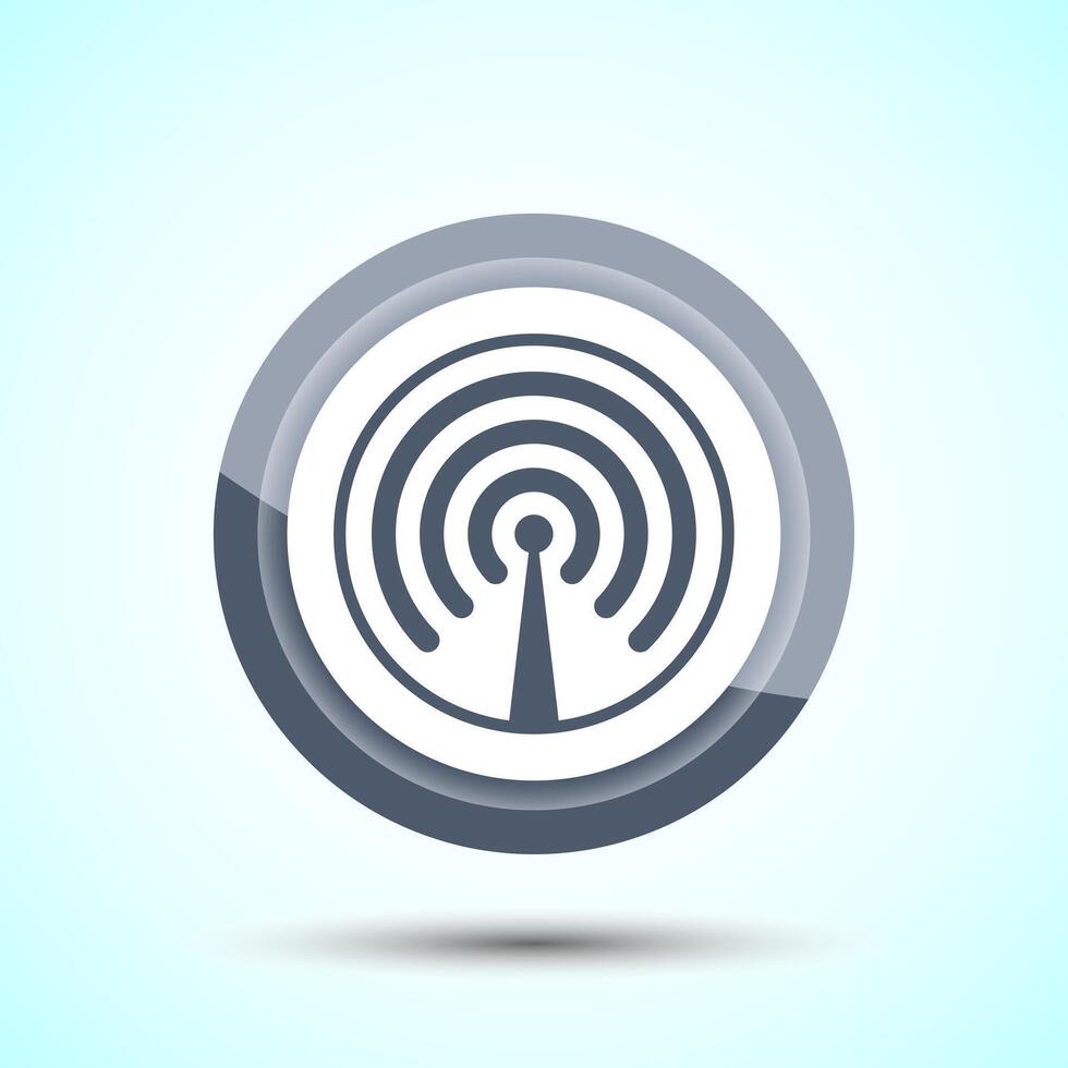 WIFI Icon Design Illustration, Internet Connection Symbol, Wireless and WIFI Sign, Gray Color Button Design vector