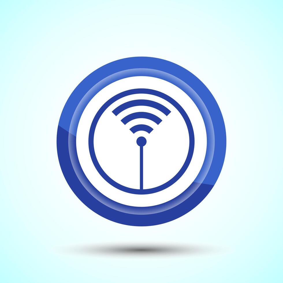 WIFI Icon Design Illustration, Internet Connection Symbol, Wireless and WIFI Sign, Blue Color Button Design vector