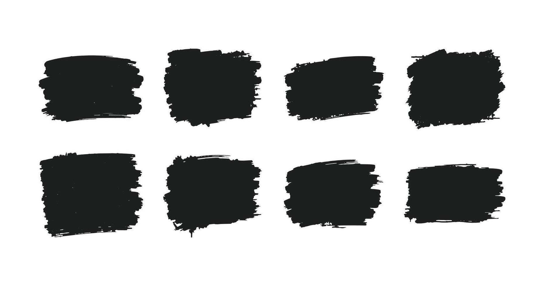 Black distressed grunge brush strokes set on a white background vector