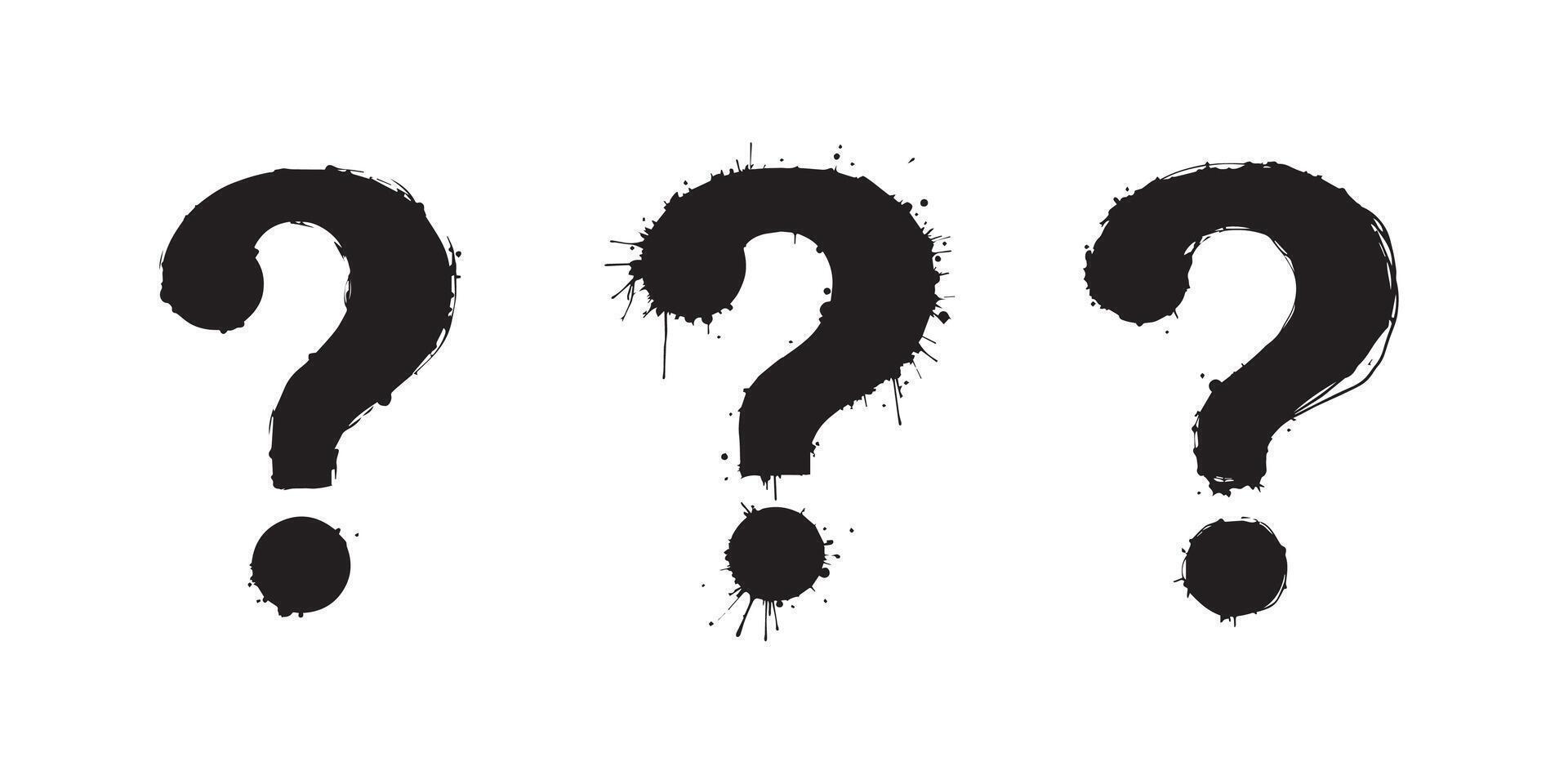 Black question marks set in distressed grunge style on a white background vector