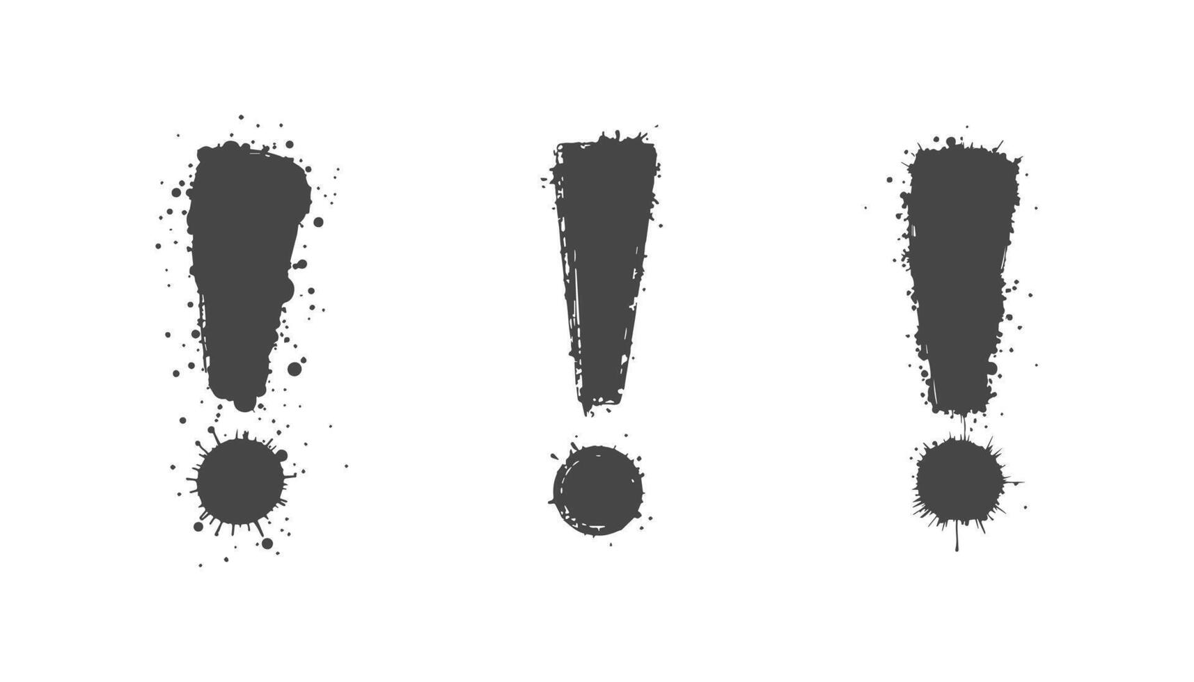 Black exclamation marks set in distressed grunge style on a white background vector