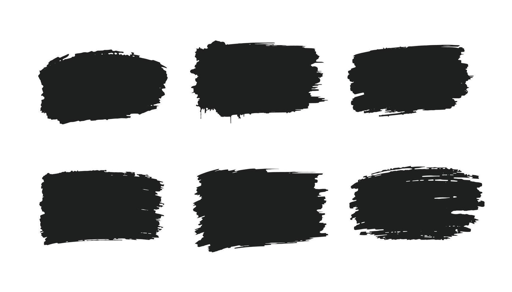 Black brush strokes in distressed grunge style vector