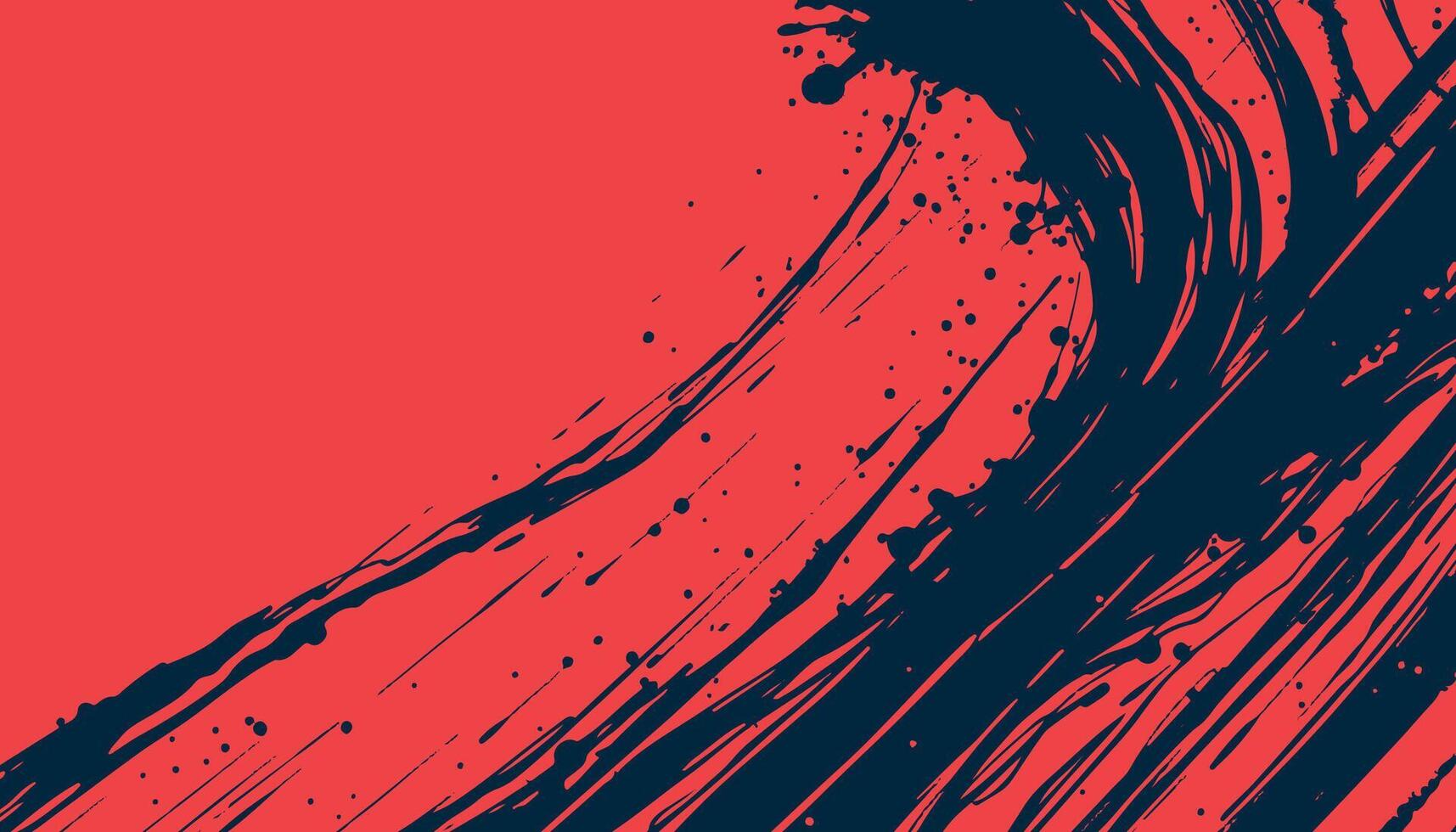 Abstract red and black background with splashes and brush strokes vector