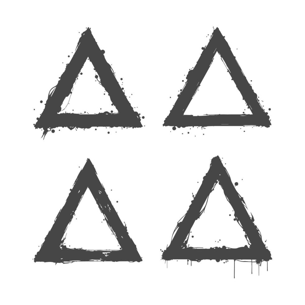 Black triangular shapes in rough distressed grunge style vector