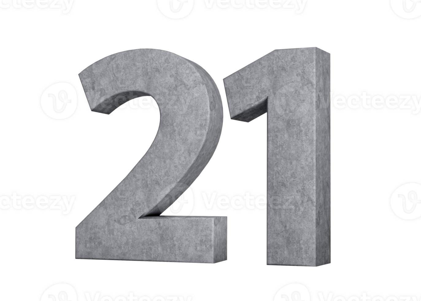 3d Concrete Number twenty one 21 Digit Made Of Grey Concrete Stone 3d Illustration png