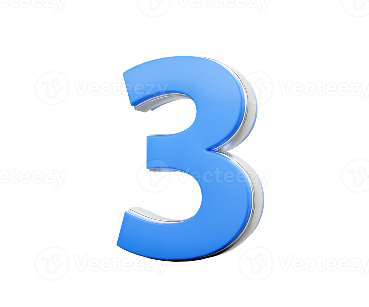 3d Blue 3 Three Digit 3d Three Number 3d Illustration png