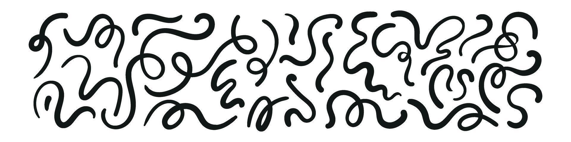 Abstract pattern with playful squiggle lines and brush strokes. Colorful texture with chalk and paint effects. Flat illustration isolated on white background. vector