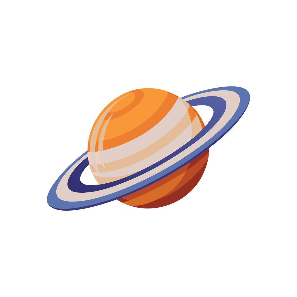 Saturn planet space isolated flat illustration on white background. vector