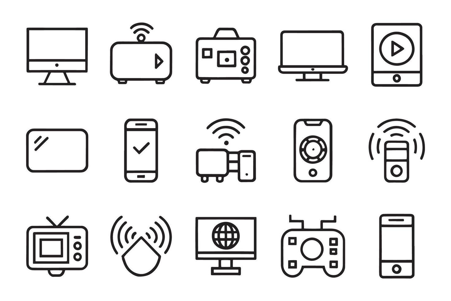 Technology and gadgets related editable icon set isolated flat illustration white background. vector
