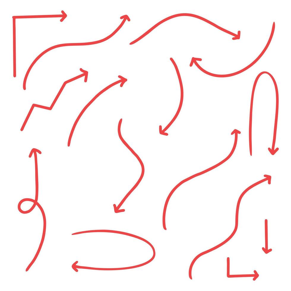 Set of thin line arrows vector