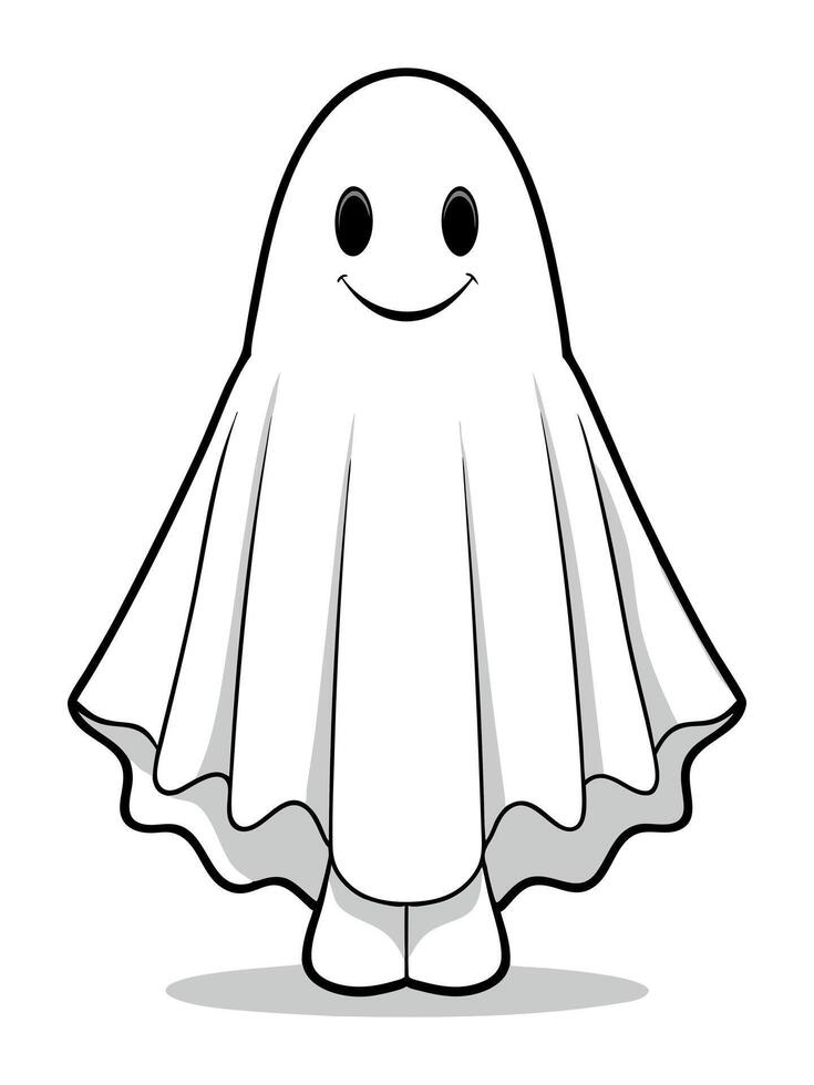 Smiling ghost with shoes, perfect for Halloween coloring pages vector