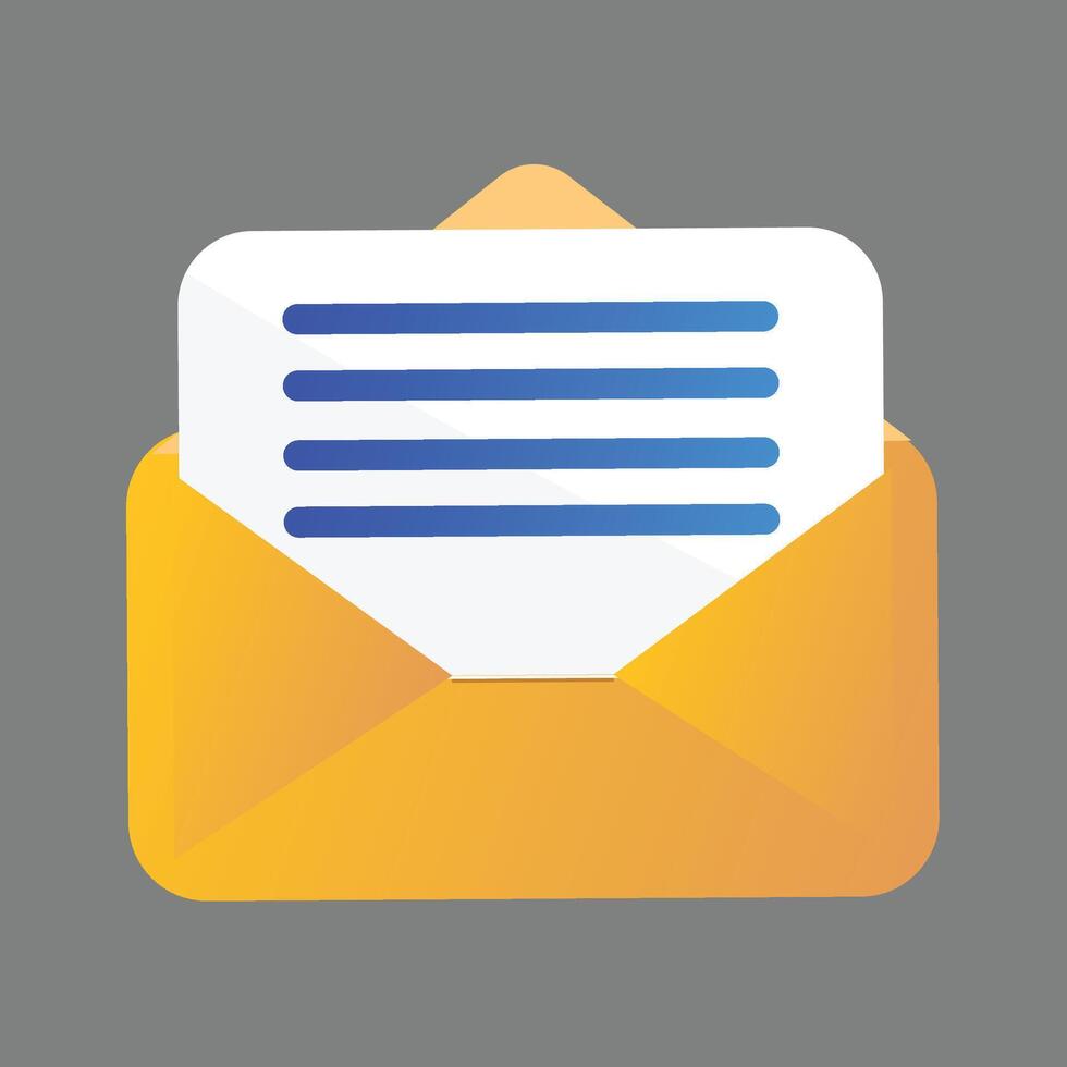 Envelope mail open communication icon on gray background vector
