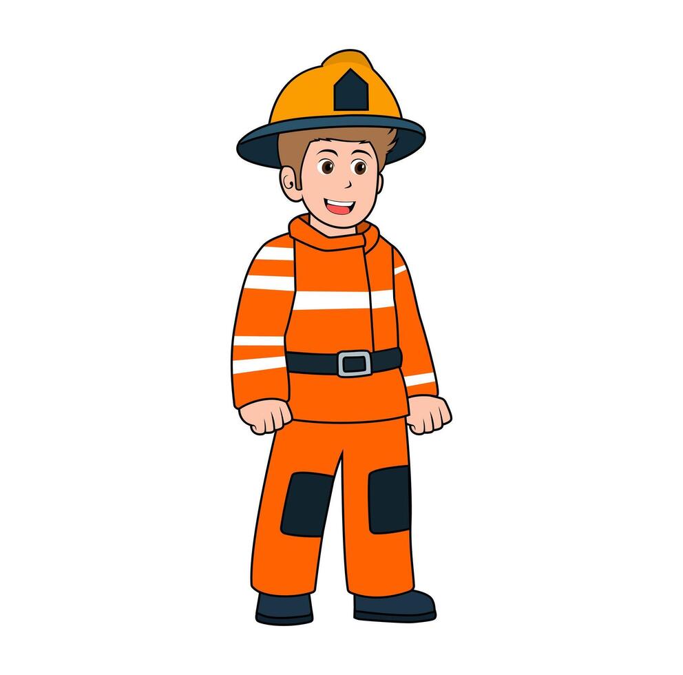 Cartoon Man FireFighter vector