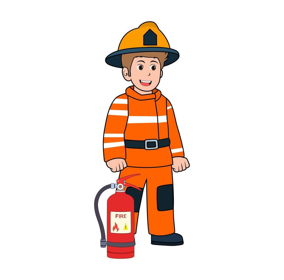 Man Fire Extinguisher Vectors