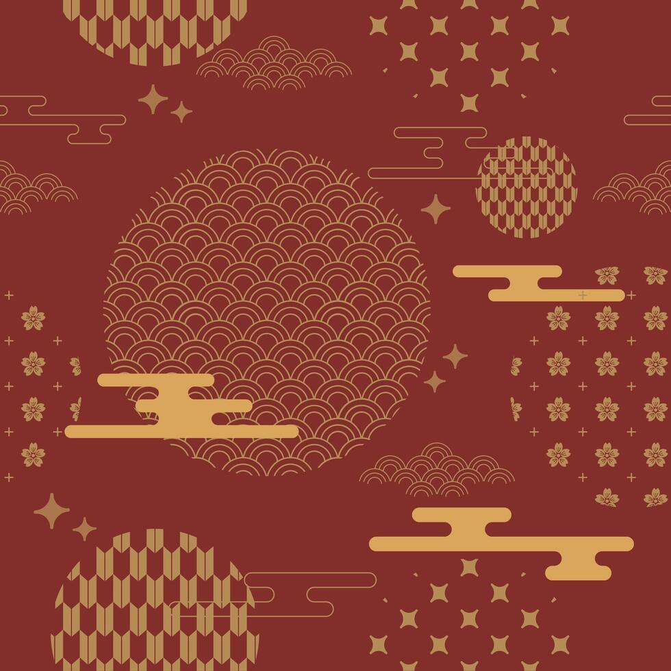 Japanese Chinese seamless pattern with eastern asia elements. illustration abstract concept. For packaging wrapping, textiles, paper, wallpapers vector