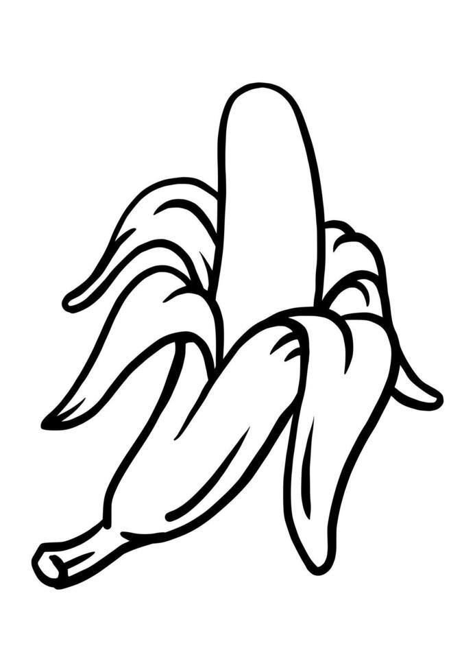 Coloring page outline of the banana illustration in cute line cartoon style suitable for kid vector