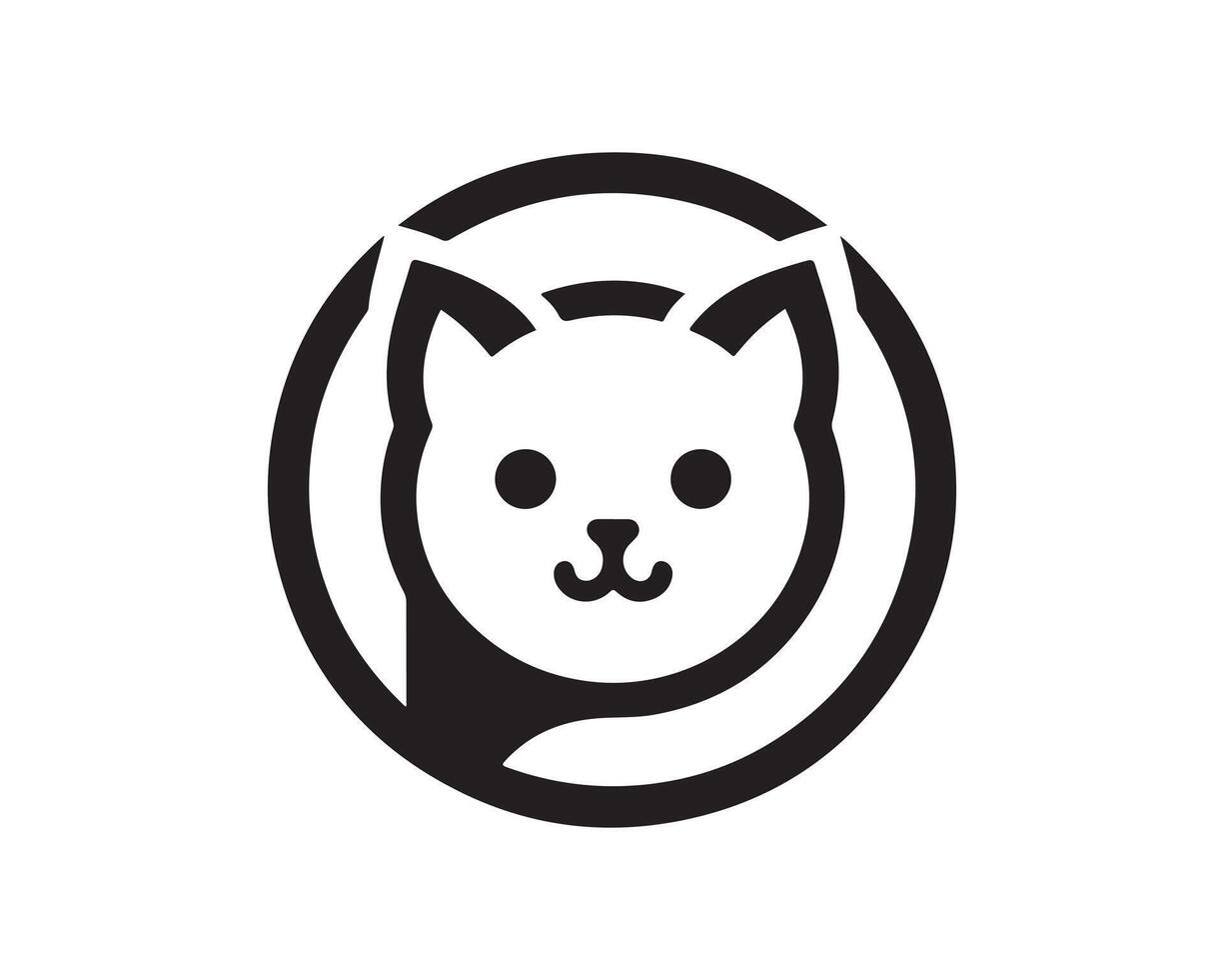 A black and white cat logo on a white background vector