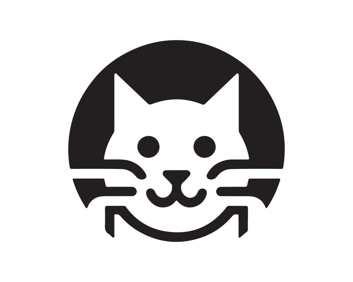 A black and white logo of a cat's face vector