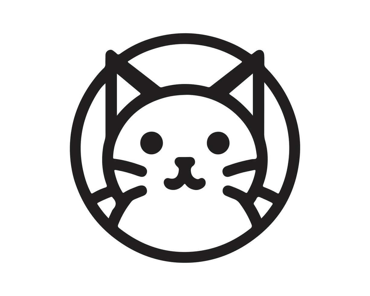 A black and white cat icon in a circle vector