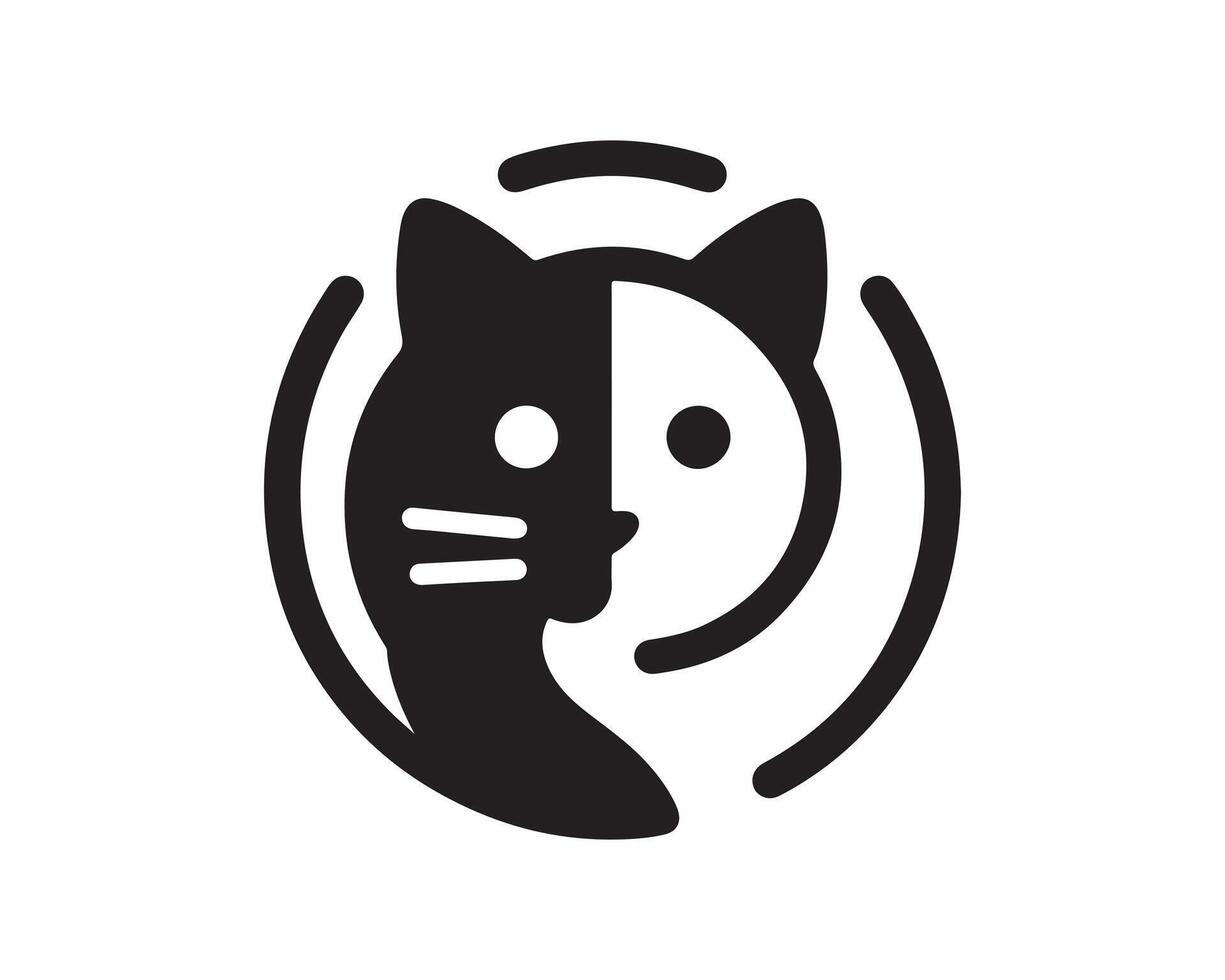 A black and white cat logo vector