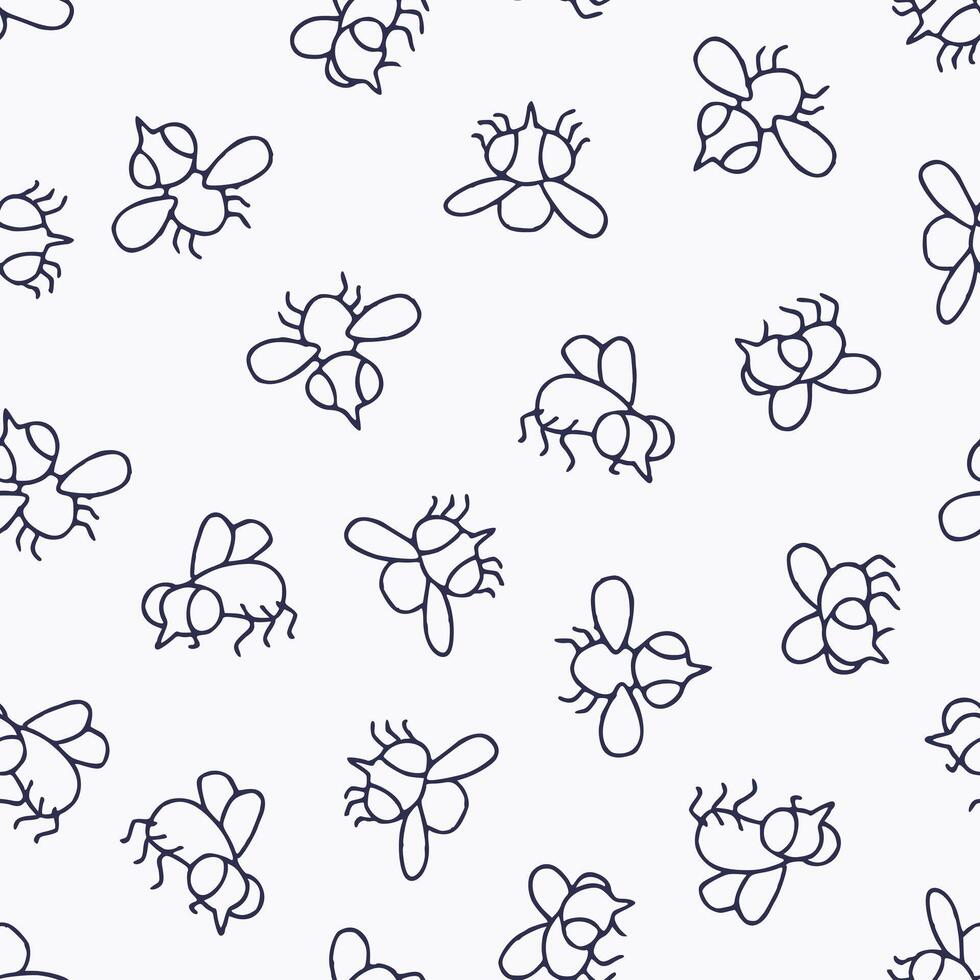 Outline Bunch of Fly Seamless Pattern illustration Design vector