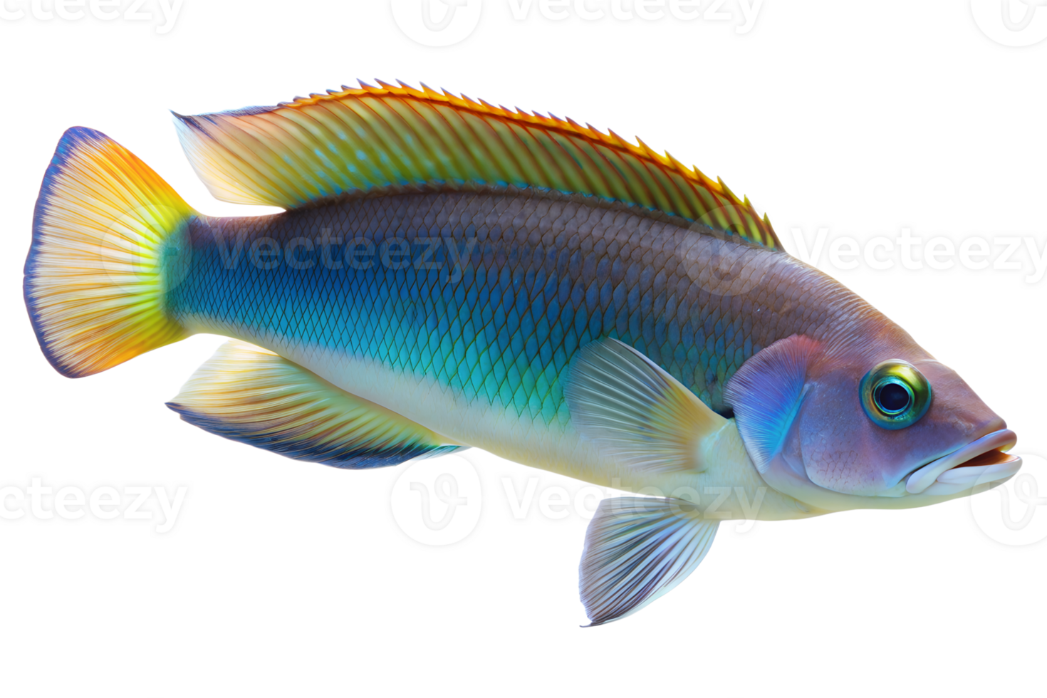 Cleaner wrasse fish isolated on transparent background png